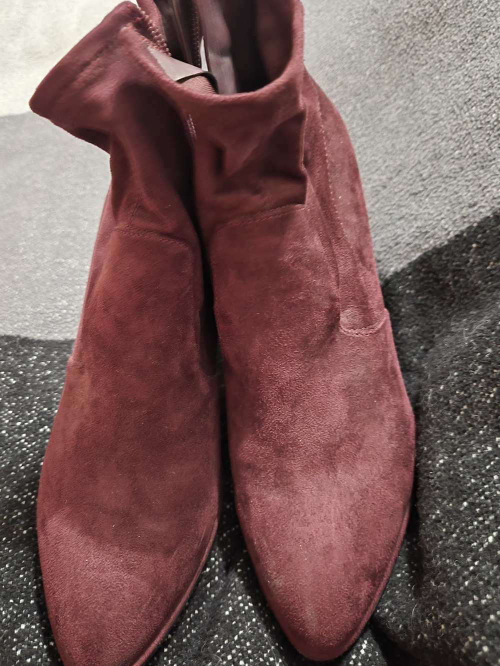 Nine West Burgundy Suede Pointed-Toe Ankle Booties
